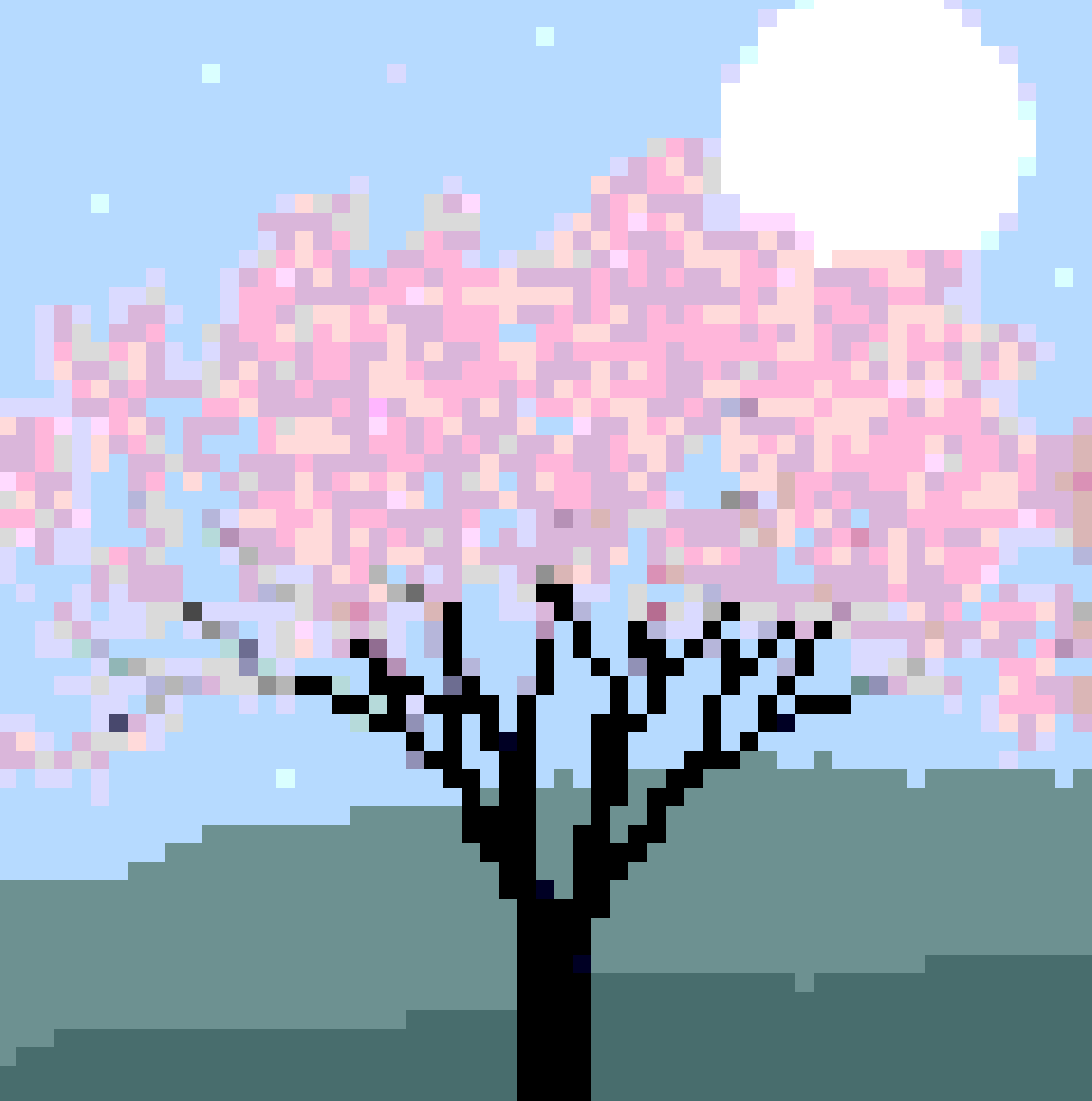 Pixel art of a cherry tree. Created by Christina Felicitas Zak after Bret Victor's demo in 'Inventing on Principle'